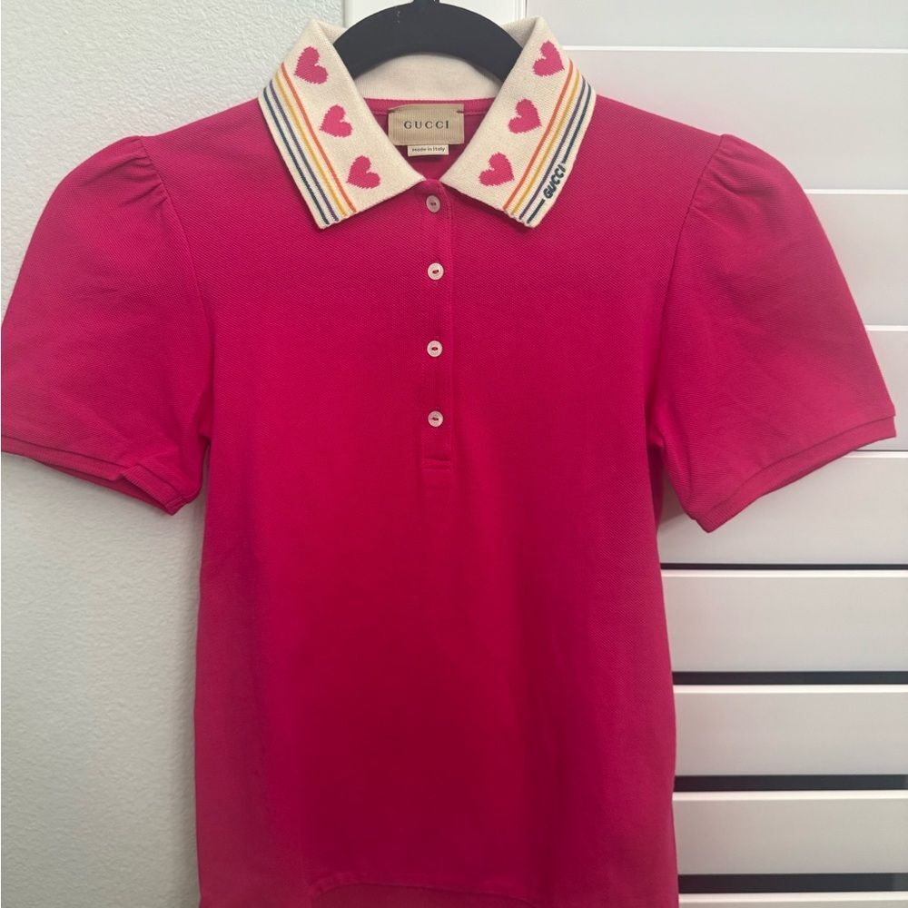Brand new Gucci Kids Polo with Heart Collar in pink size 10 fits women’s xxs /xs